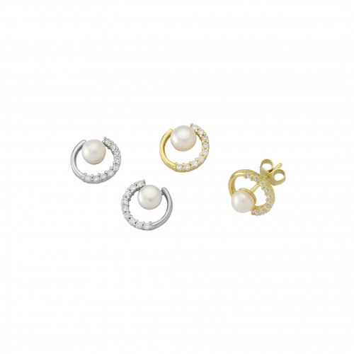 Round Earrings with Pearl