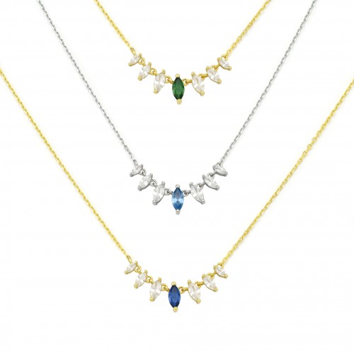 Seven Navette Stones Necklace
