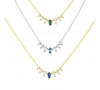 Seven Navette Stones Necklace