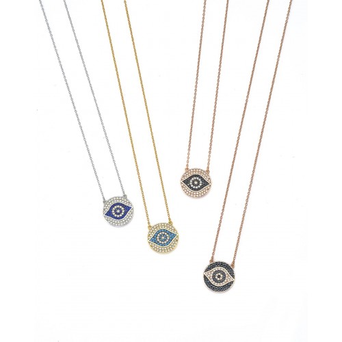 Silver eye necklace