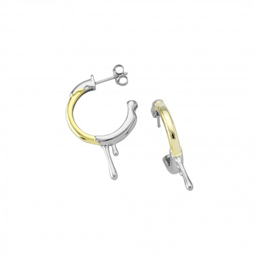 Two-Tone Liquid Half Hoop Earrings