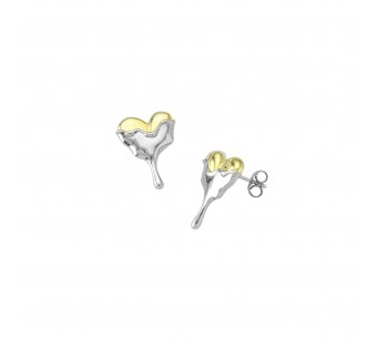 Two-Tone Liquid Heart Earrings