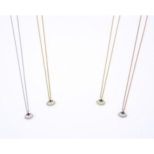 Silver eye necklace