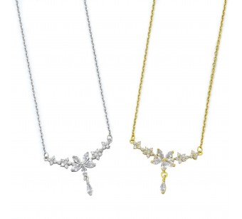 Flowers & Drop Necklace