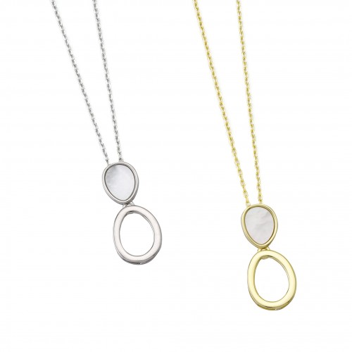 Oval Disk & Drop Necklace