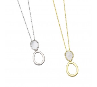 Oval Disk & Drop Necklace