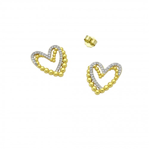 Two-Tone Double Heart Earrings