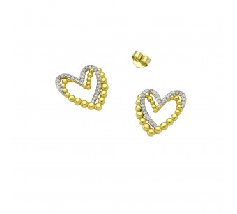 Two-Tone Double Heart Earrings