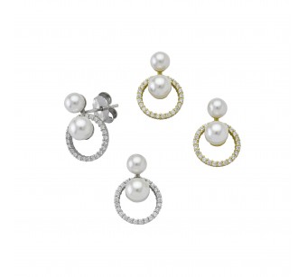Circle Earrings with Pearl