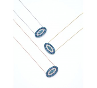 Silver oval target necklace