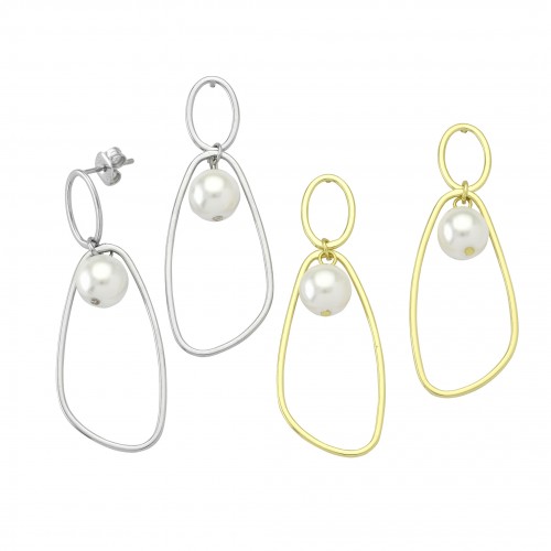 Hanging Hoop Earrings with Pearl