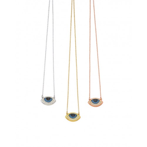Silver eye necklace