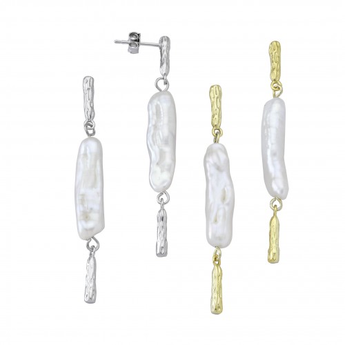 Bar Earrings with Pearl