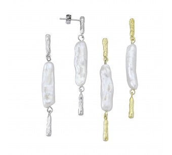 Bar Earrings with Pearl