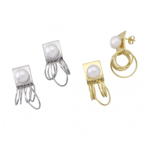 Plate Earrings with Pearl