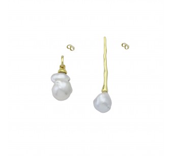 "Crumpled" Earrings with Pearl
