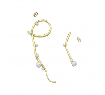 "Crumpled" Earrings with Pearl
