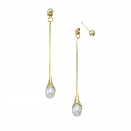 Bar Earrings with Pearl