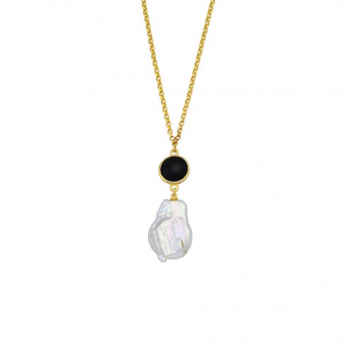 Necklace with Pearl & Black Onyx