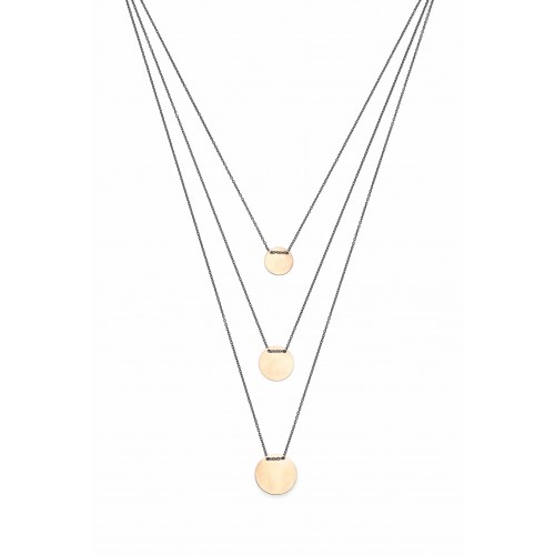Silver triple disk necklace