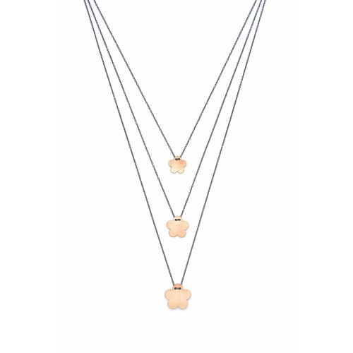 Silver triple flower necklace