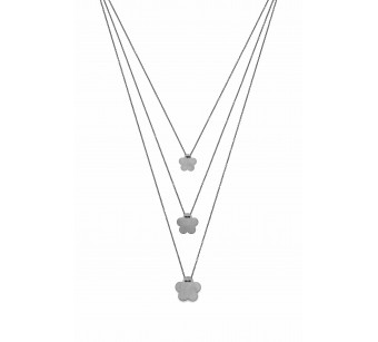 Silver triple flower necklace 2