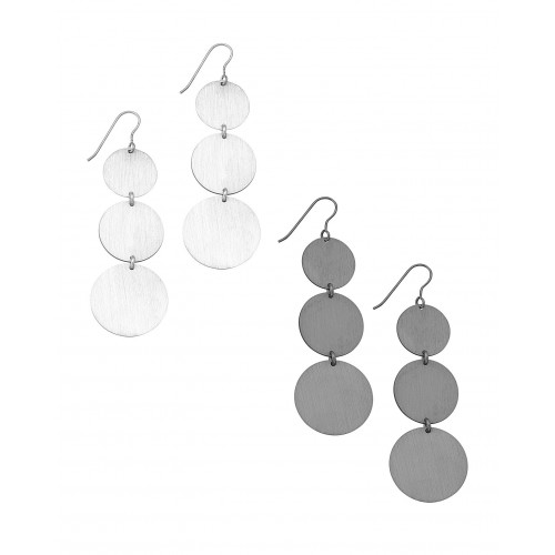Silver triple disk earrings