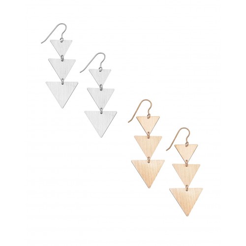 Silver triple triangle earrings