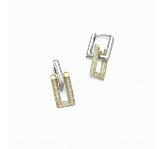 Two-Tone Earrings Rectangle