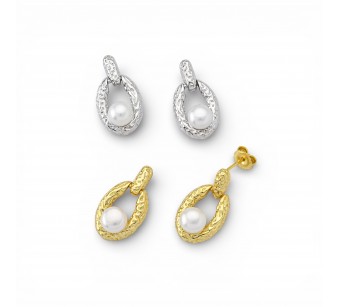 "Crumpled" Earrings with Pearl