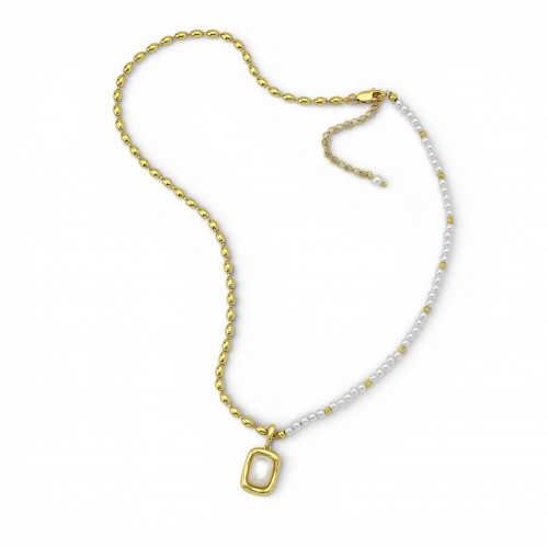 Half-and-Half Necklace with Pearl
