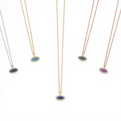 Silver circle oval necklace