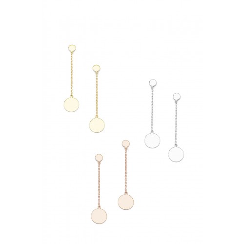 Silver chain with round disk earrings
