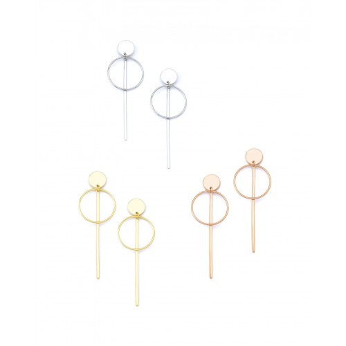 Silver chain with round disk earrings