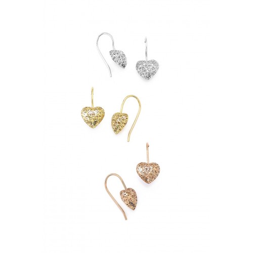 Silver 3D heart earrings
