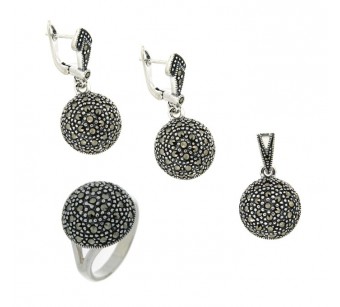Silver marcasite jewellery set
