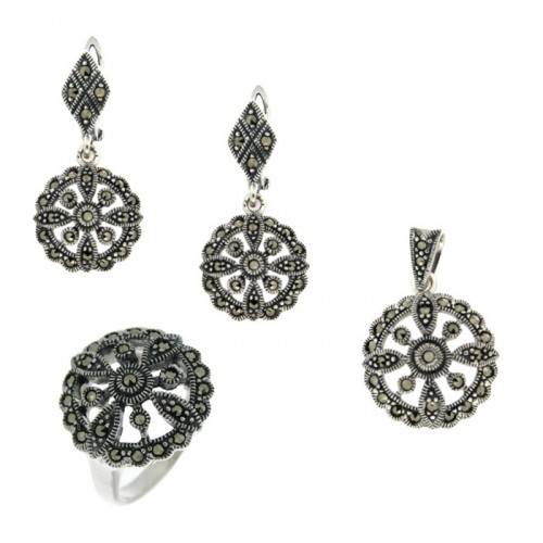 Silver marcasite jewellery set