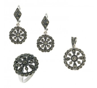 Silver marcasite jewellery set