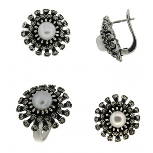 Silver marcasite jewellery set