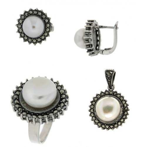 Silver marcasite jewellery set
