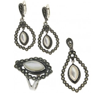 Silver marcasite jewellery set