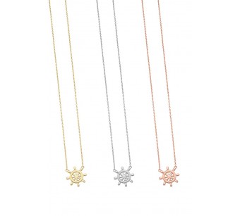 Ship steering wheel necklace