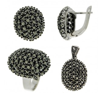Silver marcasite jewellery set