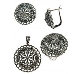 Silver marcasite jewellery set