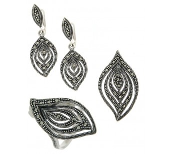 Silver marcasite jewellery set