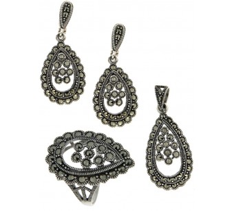 Silver marcasite jewellery set
