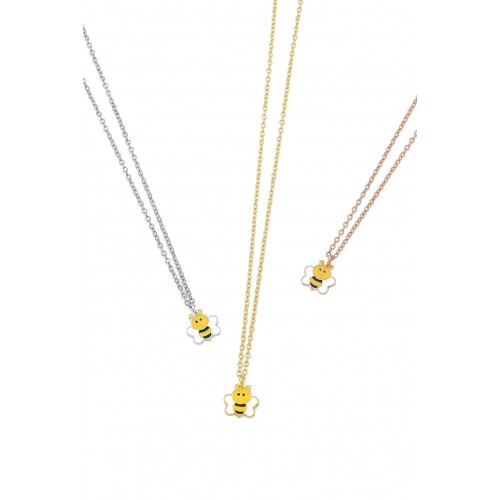 Silver bee necklace