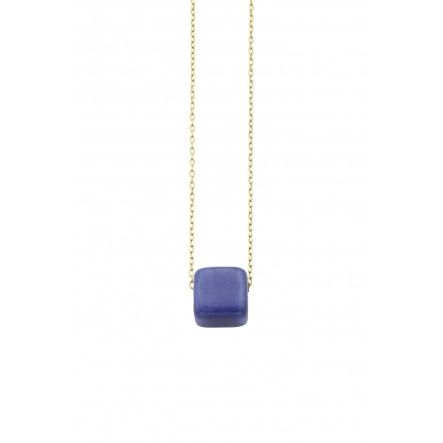 Ceramic cube bead with enamel