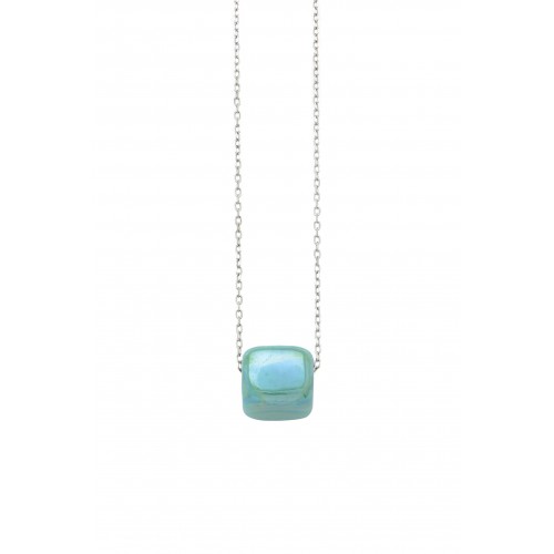 Ceramic cube bead with enamel