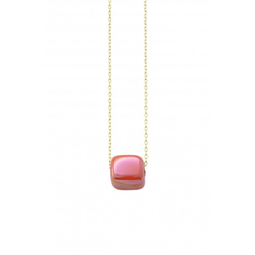 Ceramic cube bead with enamel